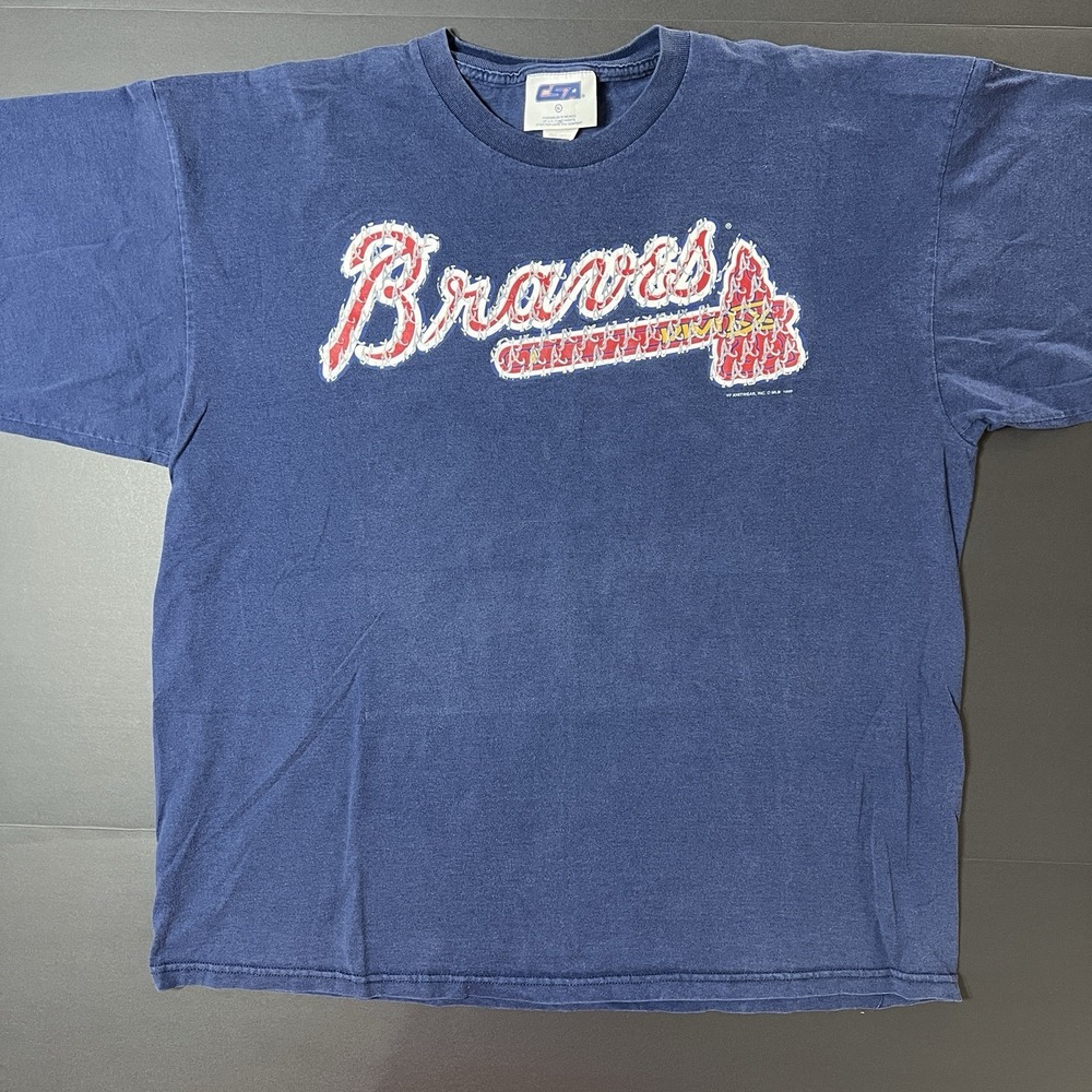 Vintage 1999 Atlanta Braves TShirt Mens XL Blue MLB Baseball CSA 90s Sports